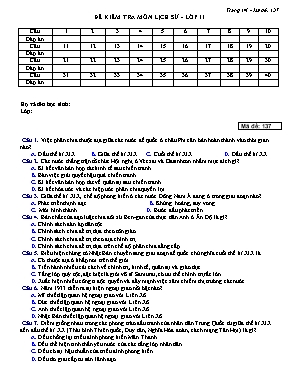 Bọ đề kiểm tra môn Lịch sử Lớp 11